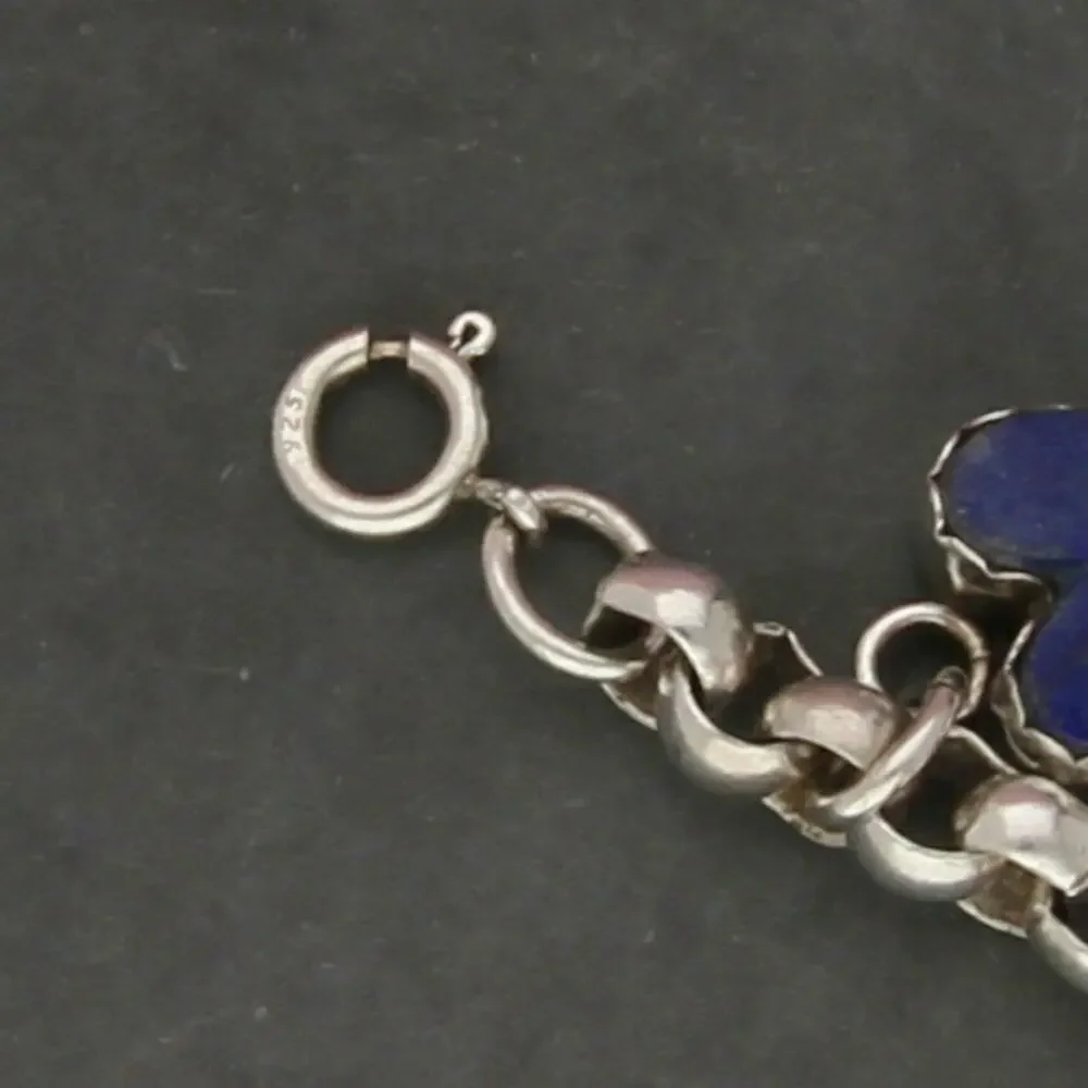 joan slifka sterling silver vintage southwest 11 multi-stone charm bracelet 7in - Picture 3 of 3